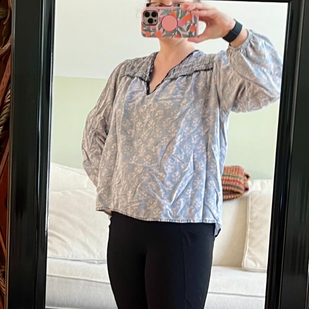 Dylan Los Angeles Blue Peasant Blouse, Size Small - Picture 4 of 11